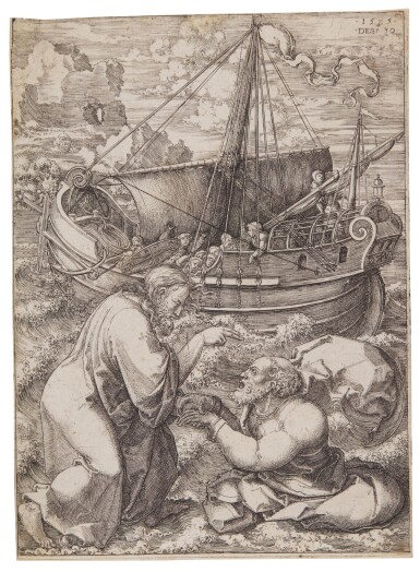 View full screen - View 1 of Lot 38. Christ Walking on the Water; and The Temptation of Christ (Hollstein 4, 5).
