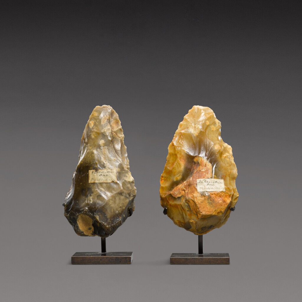 View full screen - View 1 of Lot 201. Two Paleolithic Flint Axe Heads.