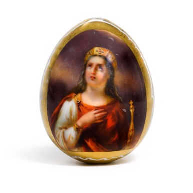 View full screen - View 1 of Lot 206. A PORCELAIN EASTER EGG, IMPERIAL PORCELAIN FACTORY, ST PETERSBURG, PERIOD OF NICHOLAS I (1825-1855).