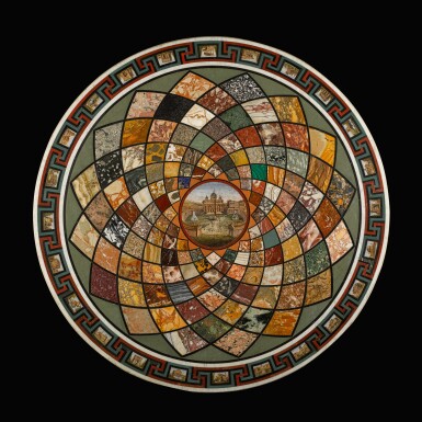 View full screen - View 1 of Lot 14. An Italian micromosaic and specimen marble table top, Rome, first half 19th century.