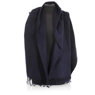 View full screen - View 1 of Lot 198. CHANEL | BLUE CASHMERE DIAMOND STITCH DETAIL SHAWL, 2018.