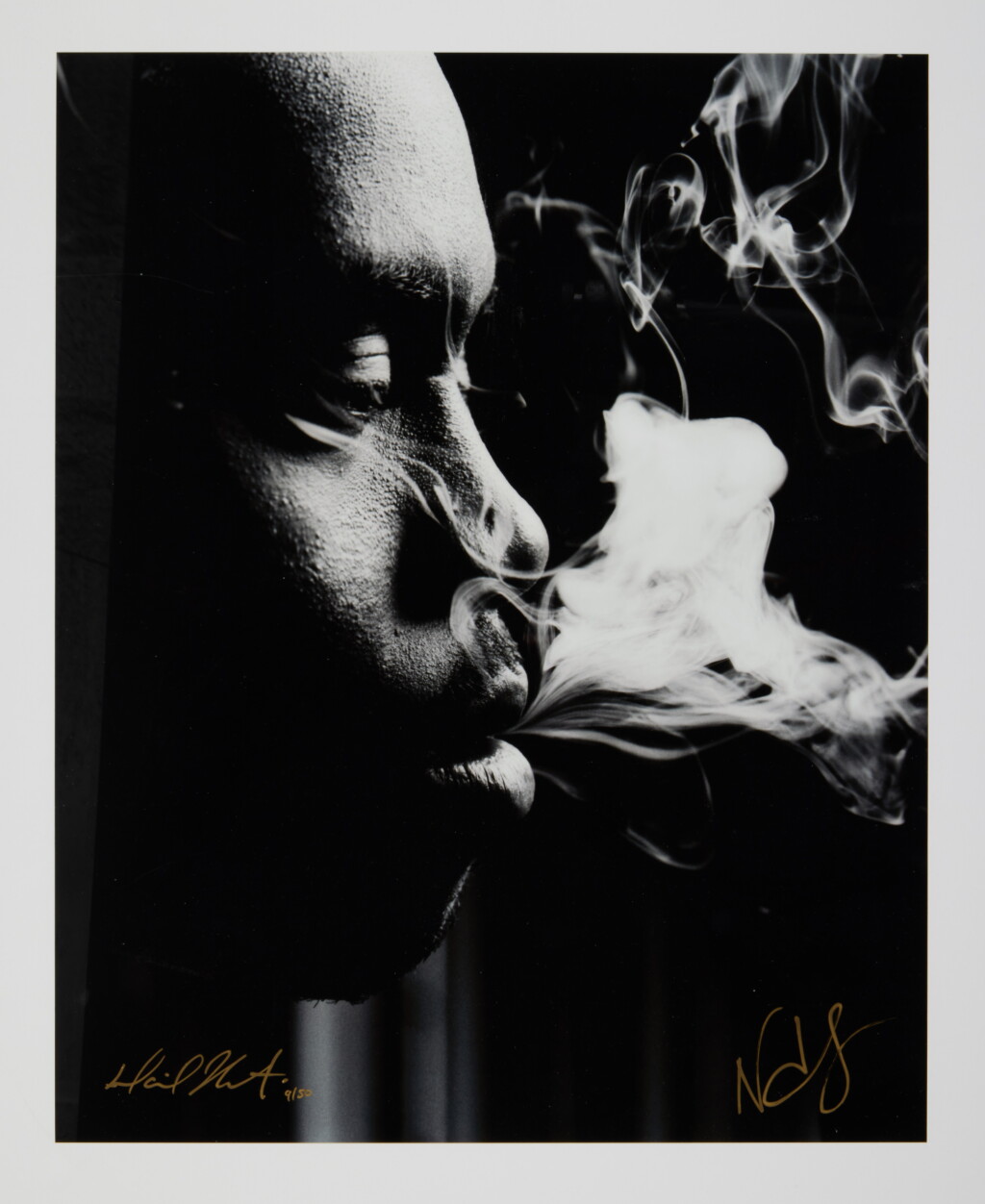 View full screen - View 1 of Lot 86. Nas "Smoke" silver gelatin print, signed by Nas and Hastings.