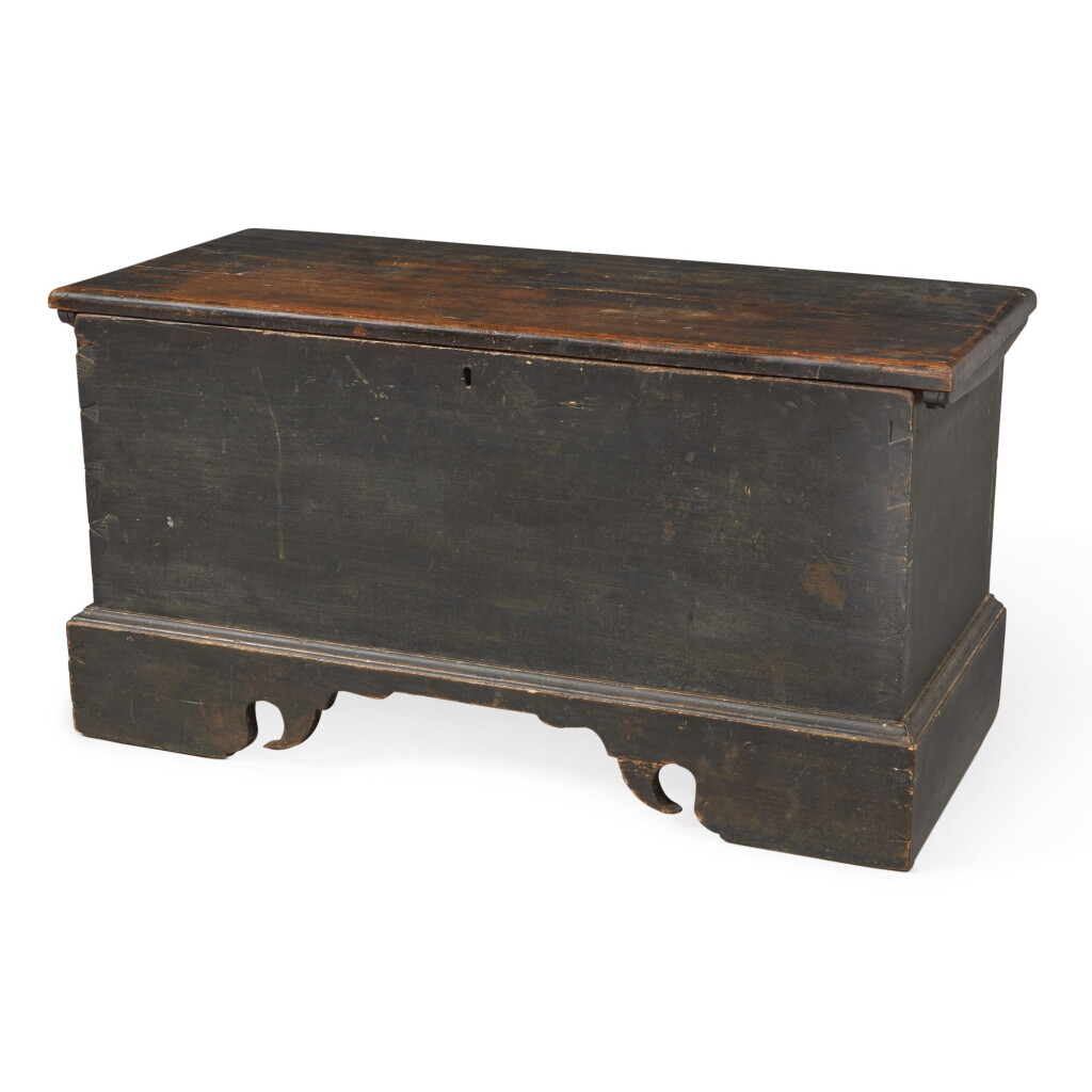 View full screen - View 1 of Lot 152. Chippendale Blue-Painted Poplar and Yellow Pine Diminutive Blanket Chest, Virginia, Circa 1780.