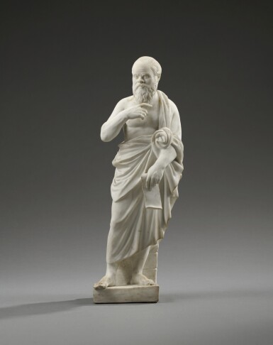 View full screen - View 1 of Lot 392. A Naples Real Fabbrica Ferdinandea biscuit porcelain figure of Socrates by Filippo Tagliolini, circa 1790.