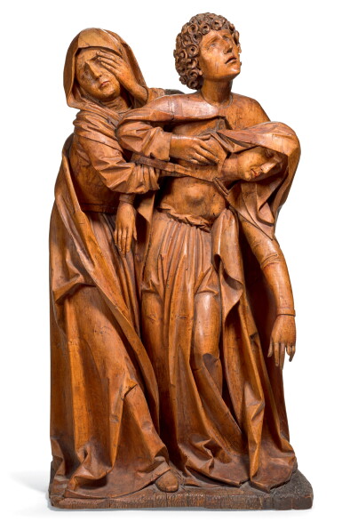 View full screen - View 1 of Lot 43. SOUTHERN GERMAN, PROBABLY FRANCONIA, EARLY 16TH CENTURY | THREE FIGURES FROM A CRUCIFIXION GROUP.