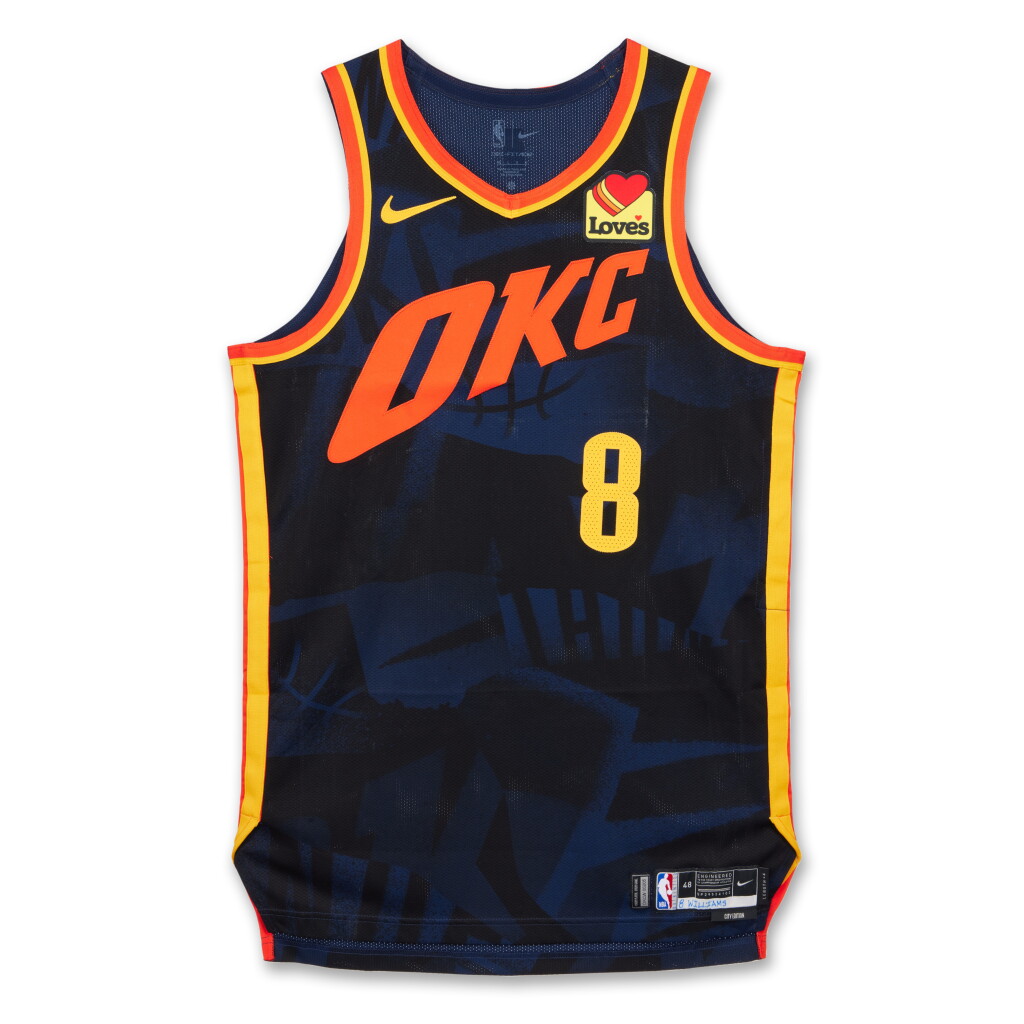 View full screen - View 1 of Lot 45. Jalen Williams Oklahoma City Thunder 2023-2024 In-Season Tournament Game Worn City Edition Jersey.