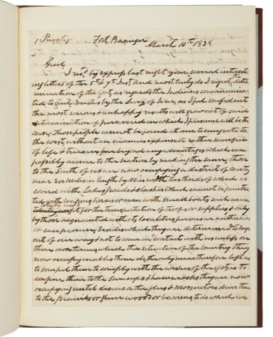 View full screen - View 1 of Lot 85. Taylor, Zachary | "... most truly do I regret the determination of the Govt. as regards the Indians ...".