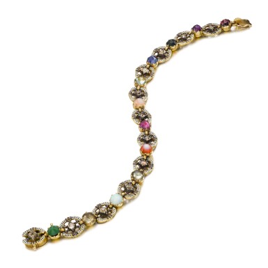 View full screen - View 1 of Lot 64. Renaissance Revival gemset and enamel bracelet, late 19th century.