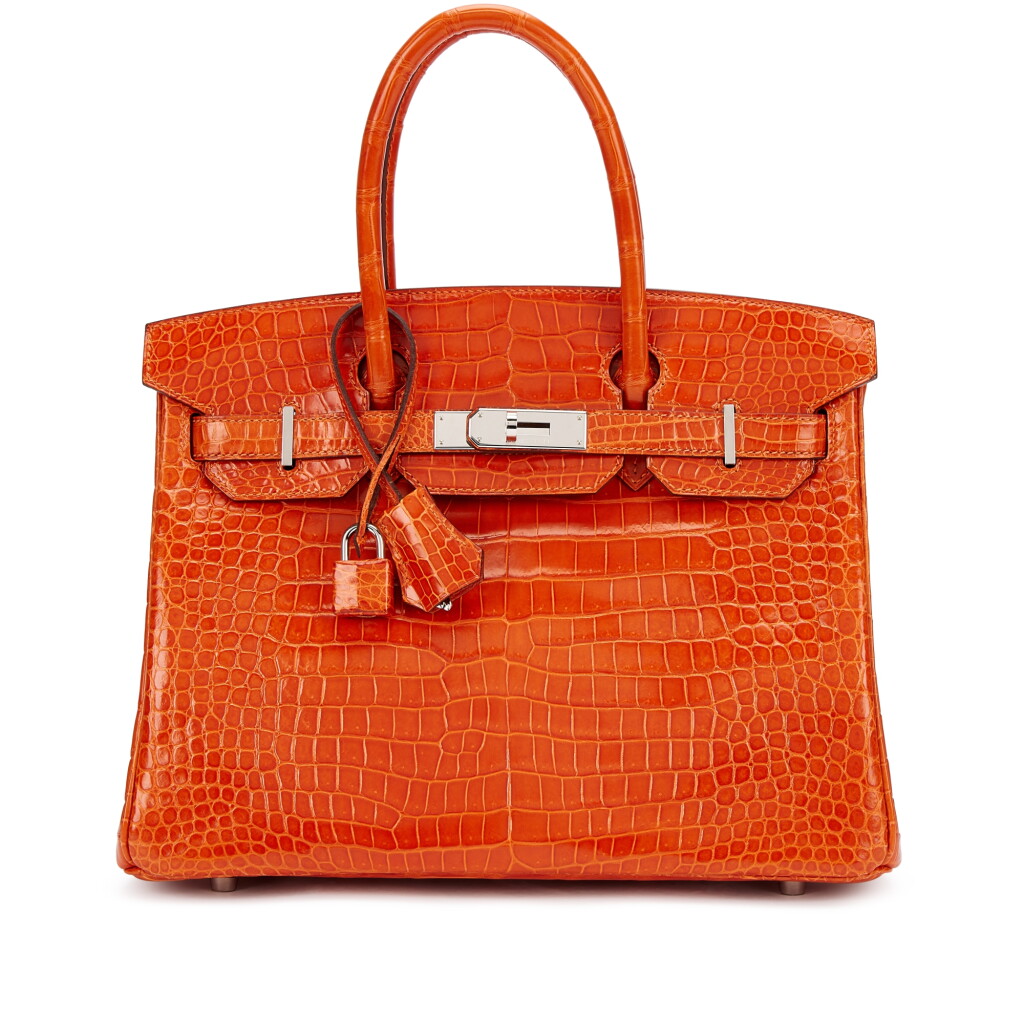 View full screen - View 1 of Lot 1092. Feu Shiny Porosus Crocodile Birkin 30 Palladium Hardware, 2015.