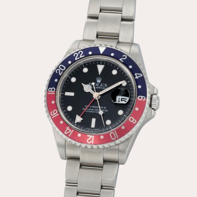 View full screen - View 1 of Lot 349. GMT-Master II 'Pepsi', Reference 16710 | A stainless steel dual time zone wristwatch with date and bracelet | Circa 2003.