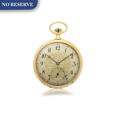 View full screen - View 1 of Lot 161. TIFFANY & CO. | A YELLOW GOLD OPEN FACED WATCH, CIRCA 1905.