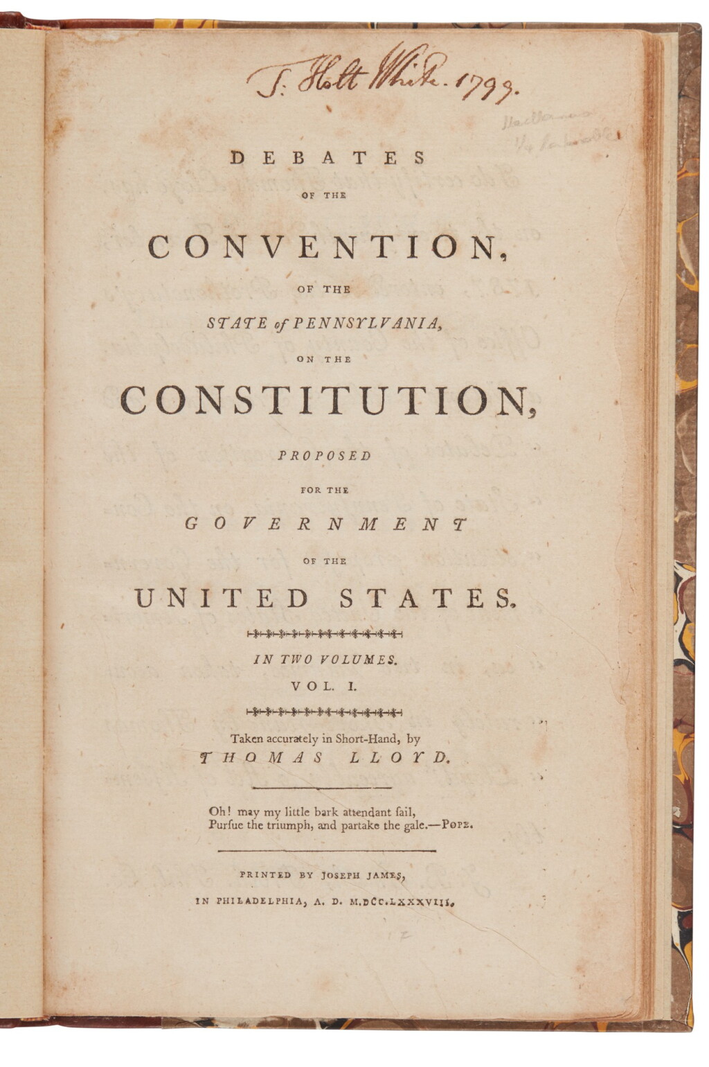 View full screen - View 1 of Lot 68. United States Constitution, Ratification | A document of primary importance in the creation of the Constitution.