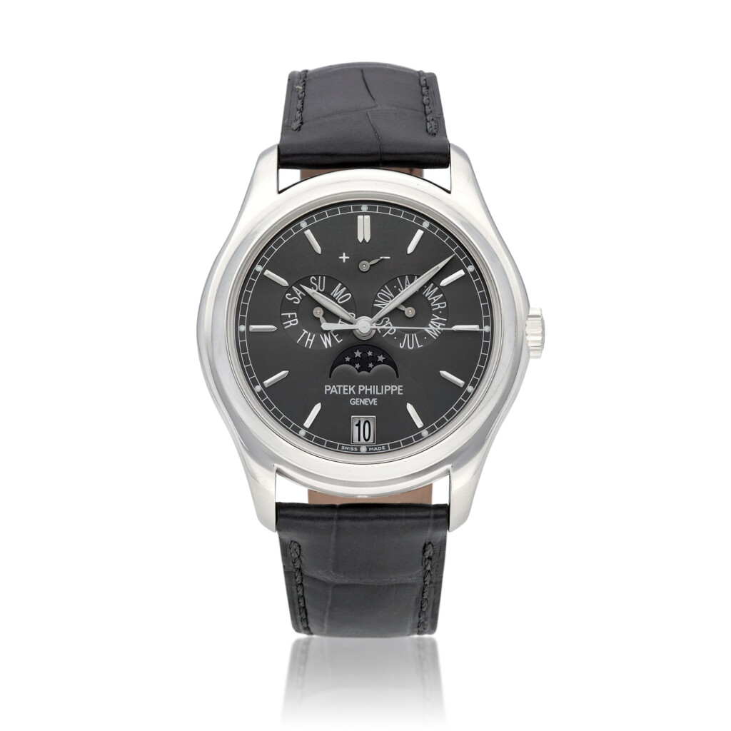 View full screen - View 1 of Lot 20. Ref. 5146P Platinum annual calendar wristwatch with moon phases and power reserve indication Circa 2008.