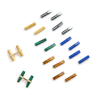 View full screen - View 1 of Lot 387. Gold and Gem-Set Cufflinks, France.