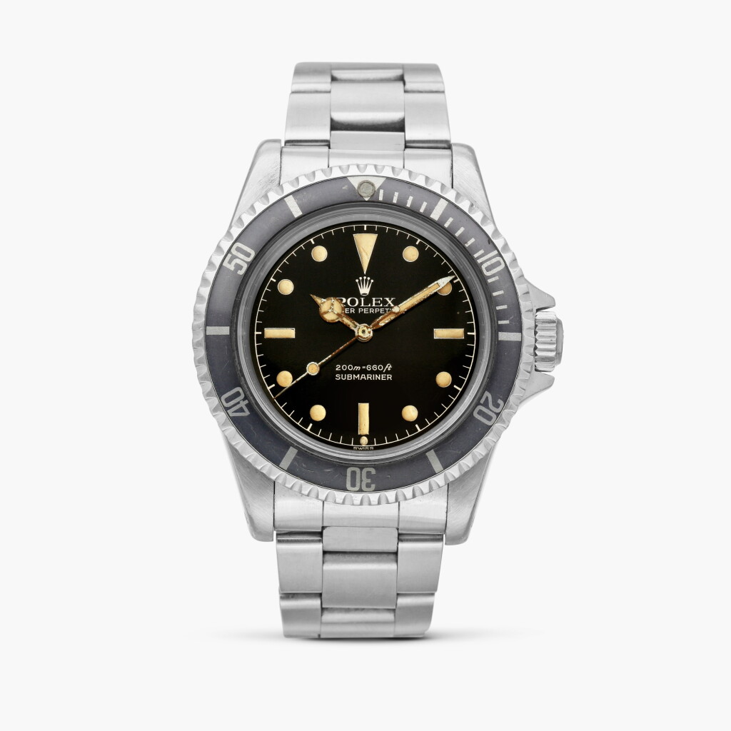 View full screen - View 1 of Lot 2335. Submariner, Reference 5513 | A stainless steel wristwatch with pointed crown guards, exclamation point and bracelet, Circa 1962.