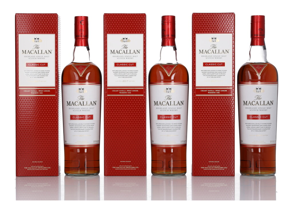 View full screen - View 1 of Lot 17. The Macallan Classic Cut 2017 Edition 58.4 abv NV (3 Bottles 75cl).