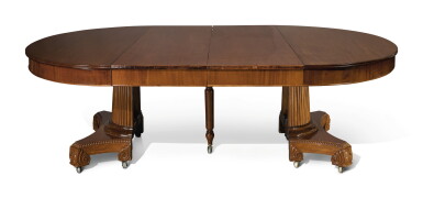 View full screen - View 1 of Lot 283. A CONTINENTAL NEOCLASSICAL MAHOGANY DINING TABLE, 19TH CENTURY .