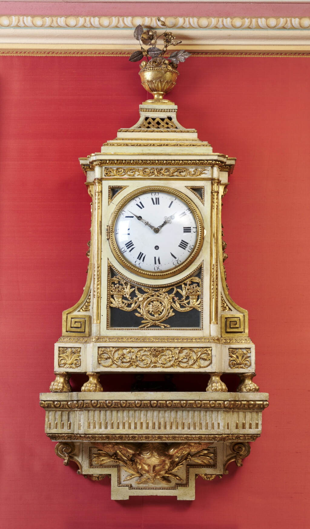 View full screen - View 1 of Lot 186. An Italian cream painted and parcel-gilt bracket clock, Turin, circa 1790.