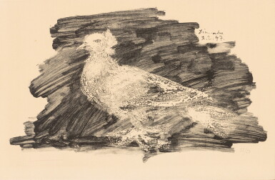 View full screen - View 1 of Lot 418. PABLO PICASSO | PIGEON AU FOND GRIS (B. 418; M. 64).