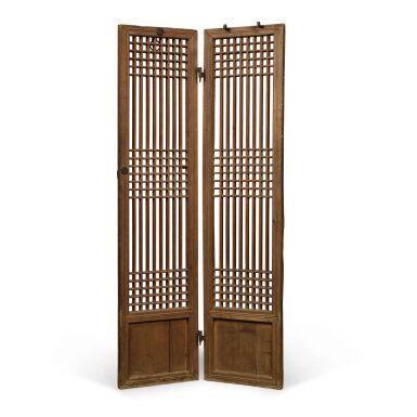 View full screen - View 1 of Lot 828. A two-panel wood screen with iron mounts, Korea, early 20th century.