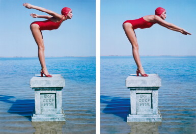 View full screen - View 1 of Lot 11. NORMAN PARKINSON | 'JERRY HALL', RUSSIA, VOGUE (DIPTYCH), 1975.