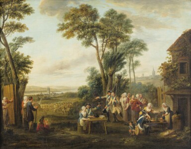 View full screen - View 1 of Lot 61. LOUIS JOSEPH WATTEAU, DIT WATTEAU DE LILLE | THE DEPARTURE OF THE CONSCRIPTS.