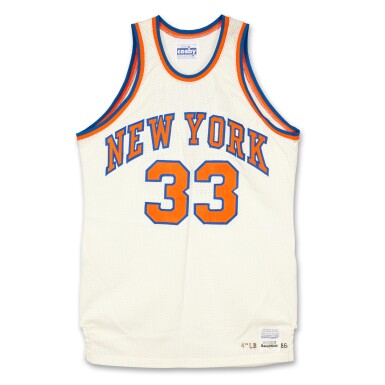 View full screen - View 1 of Lot 16. Patrick Ewing 'The Frozen Envelope' New York Knicks 1985 NBA Draft, Lottery, and Knicks Photo Day Worn Jersey .