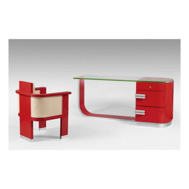 View full screen - View 1 of Lot 28. ANDRÉ SORNAY | DESK AND ARMCHAIR.