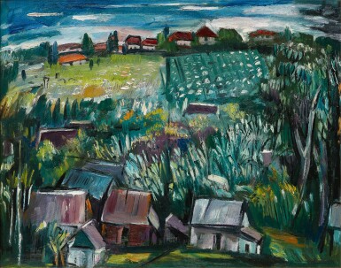 View full screen - View 1 of Lot 719. Chen Wen Hsi 陳文希 | Rural Village Landscape 鄉村風景.