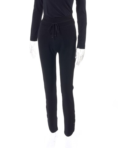 View full screen - View 1 of Lot 48. Pair of black wool pull-on pants.