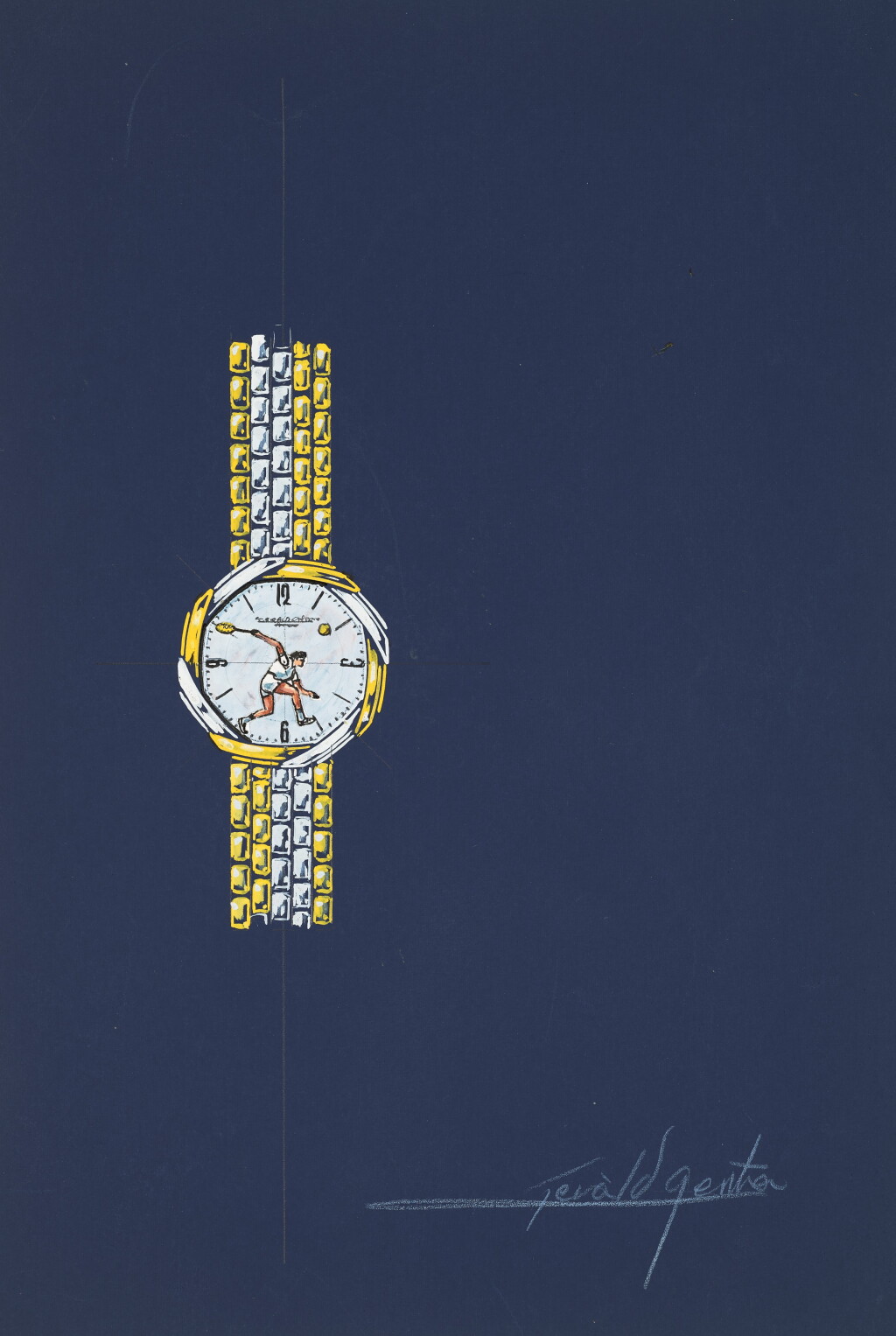View full screen - View 1 of Lot 1025. An original prototype design of a bracelet watch with accompanying NFT, Circa 1990 .