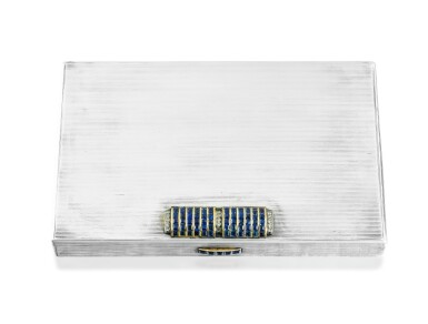 View full screen - View 1 of Lot 339. Minaudière argent, saphirs et diamants | Silver, sapphire and diamond minaudière.