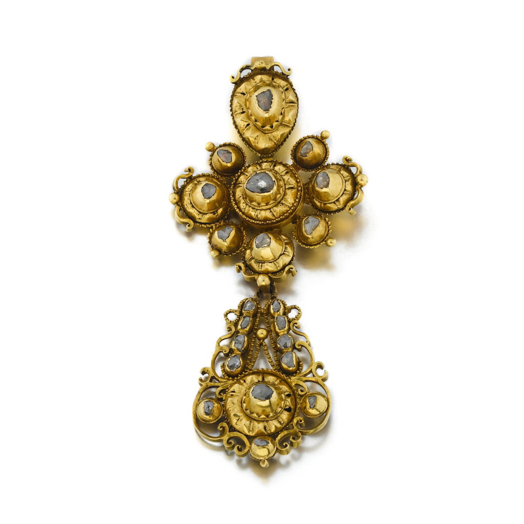 View full screen - View 1 of Lot 1055. A gold and diamond pendant, early 19th century.