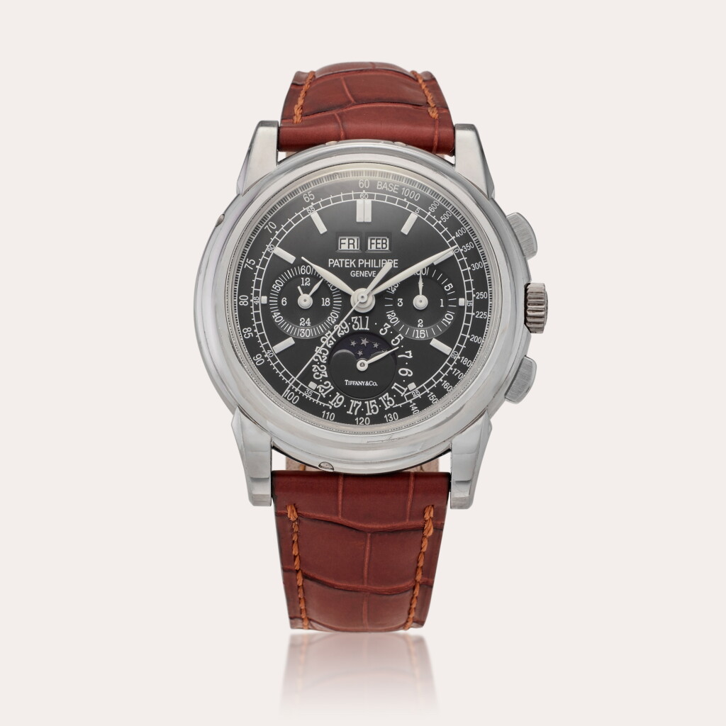 View full screen - View 1 of Lot 25. Reference 5970G-001 | A unique white gold perpetual calendar chronograph wristwatch with moon phases, leap year and 24 hour indication, Circa 2008.