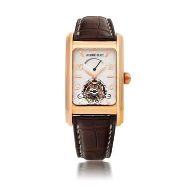 View full screen - View 1 of Lot 404. AUDEMARS PIGUET | EDWARD PIGUET TOURBILLON, PINK GOLD TOURBILLON WRISTWATCH WITH POWER RESERVE INDICATION CIRCA 2000.