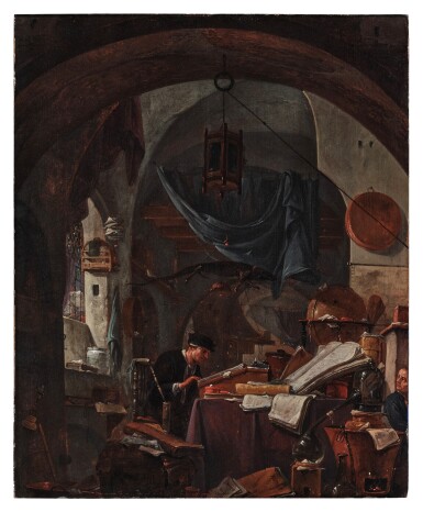 View full screen - View 1 of Lot 535. Alchemist in his study.