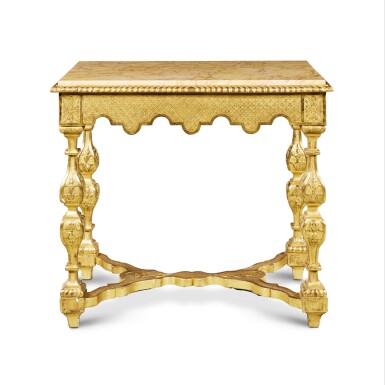 View full screen - View 1 of Lot 15. A Louis XIV Carved Giltwood Center Table, Circa 1700.