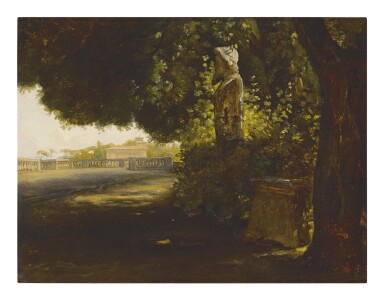 View full screen - View 1 of Lot 598. AUGUSTE JEAN-BAPTISTE VINCHON | VIEW FROM THE VILLA MEDICI LOOKING TOWARDS THE CASINO OF RAPHAEL.