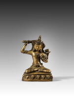 A copper alloy figure of Manjushri, Tibet, 14th century