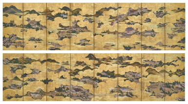 View full screen - View 1 of Lot 2070. Anonymous, Scenes in and around the Capital (Rakuchu rakugai zu), Edo period, 17th century | 洛中洛外図屏風 江戸時代前期 17世紀.