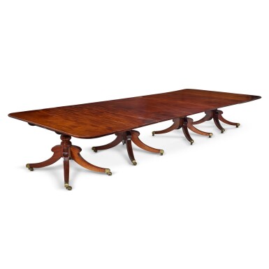 View full screen - View 1 of Lot 62. A Regency Mahogany Four-Pedestal Dining Table, early 19th century.