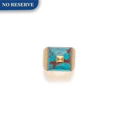 View full screen - View 1 of Lot 315. Hermés | Turquoise and Gold Ring, France.