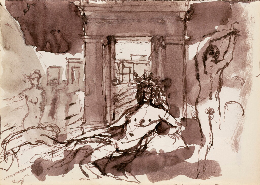 View full screen - View 1 of Lot 53. PAUL DELVAUX | COMPOSITION DEVANT UN TEMPLE.