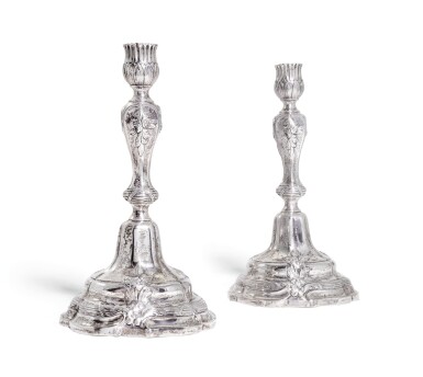 View full screen - View 1 of Lot 72. A PAIR OF SWEDISH SILVER TABLE CANDLESTICKS, SIMSON RYBERG, STOCKHOLM, 1778.