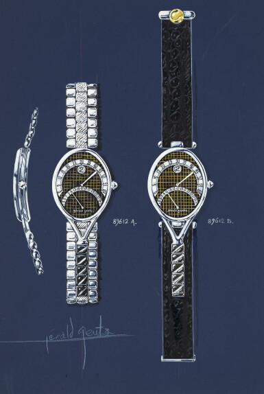 View full screen - View 1 of Lot 1029. An original prototype design of a wristwatch and bracelet watch with accompanying NFT, Circa 1990 .