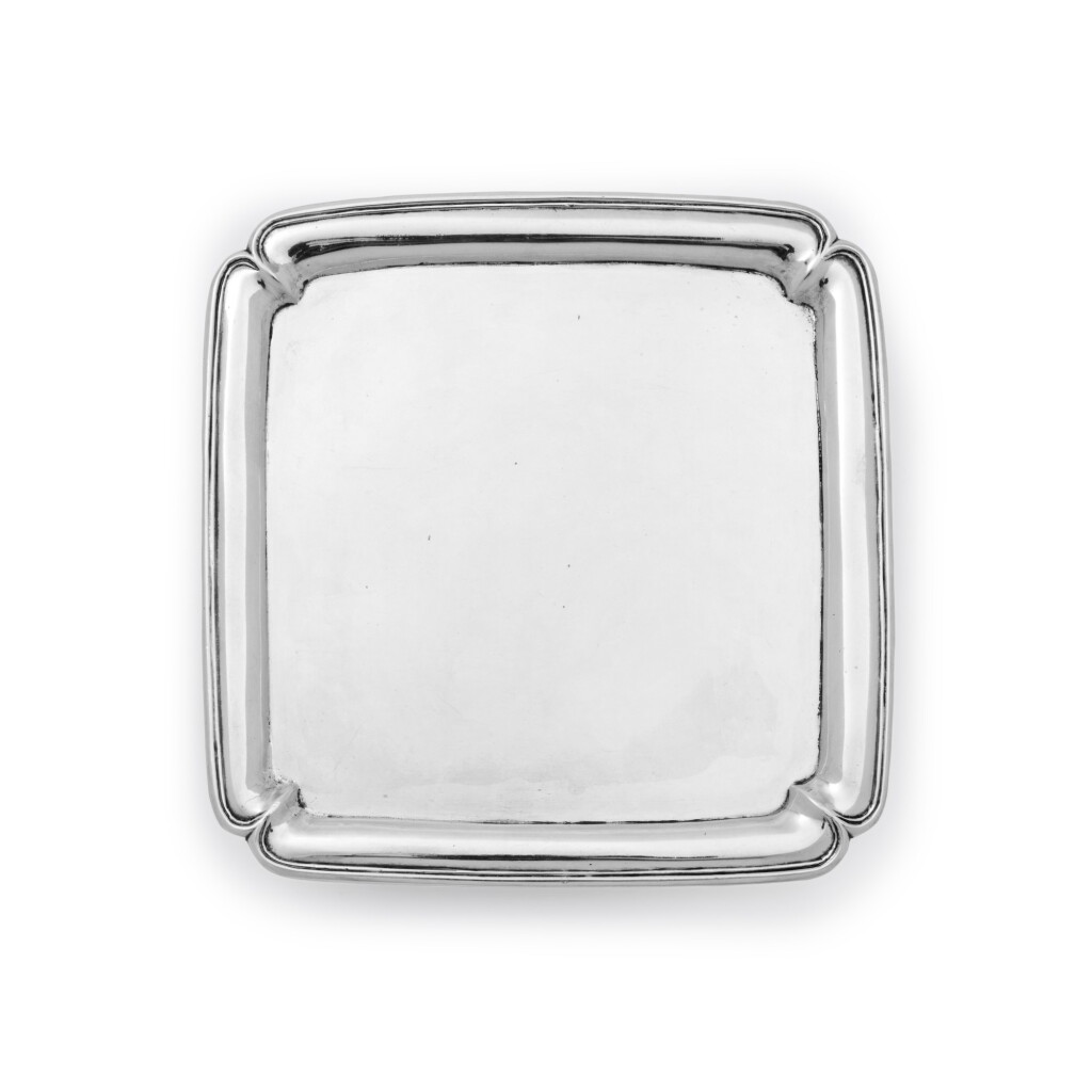 View full screen - View 1 of Lot 231. Rare American Silver Square Waiter, Peter David, Philadelphia, Circa 1730-40.