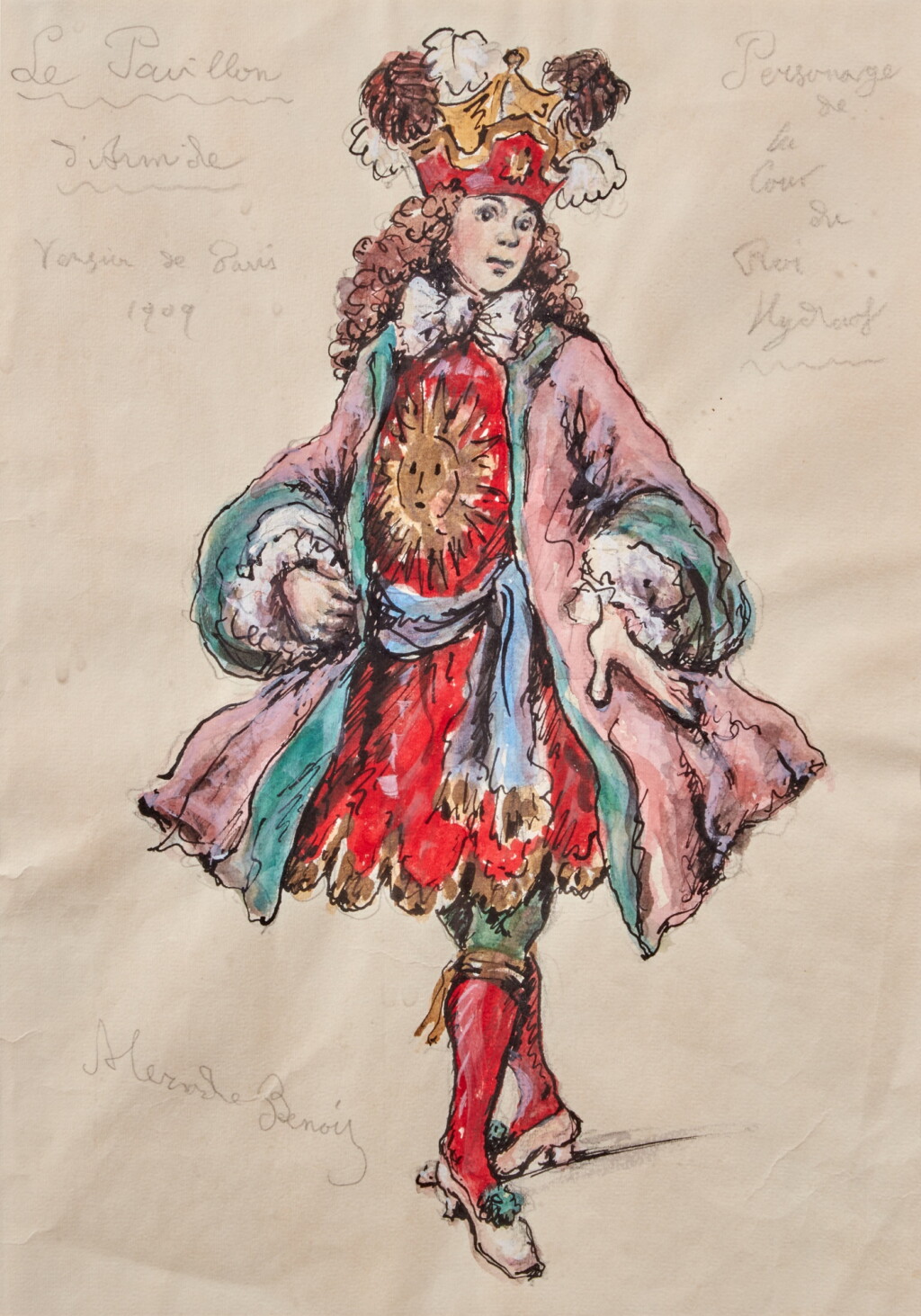 View full screen - View 1 of Lot 256. Alexandre Benois | Original costume design for Le Pavillon, 1909.