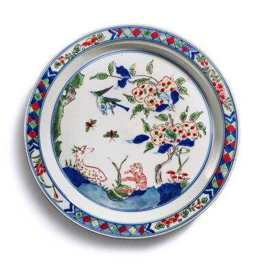 View full screen - View 1 of Lot 126. A wucai ‘longevity’ kosometsuke dish, Ming dynasty, Tianqi / Chongzhen period.