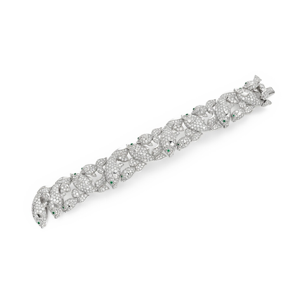 View full screen - View 1 of Lot 1809. Diamond and Emerald Bracelet | 卡地亞 | 鑽石 配 祖母綠 手鏈.