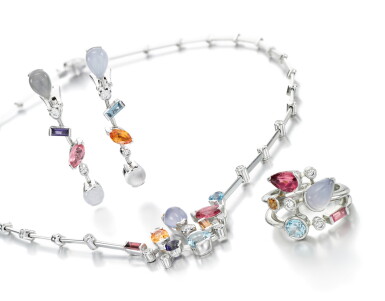View full screen - View 1 of Lot 30. GEM SET AND DIAMOND PARURE, 'MELI MELO', CARTIER.
